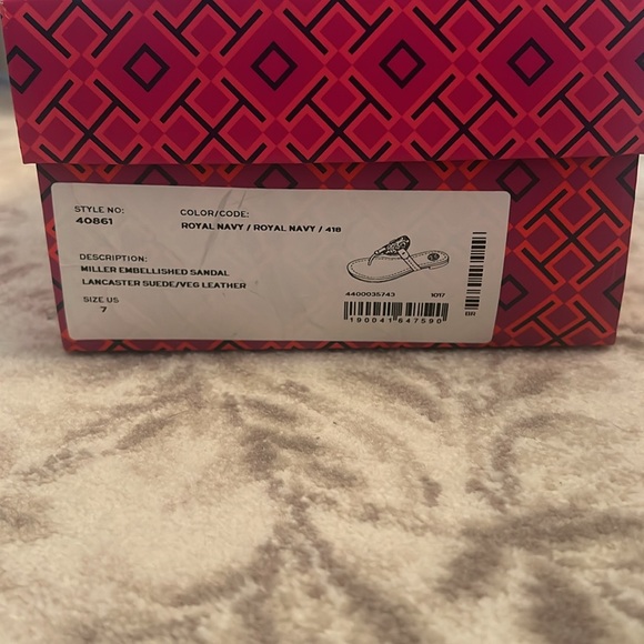 Tory Burch navy rhinestone embellished miller sandal - Picture 5 of 5